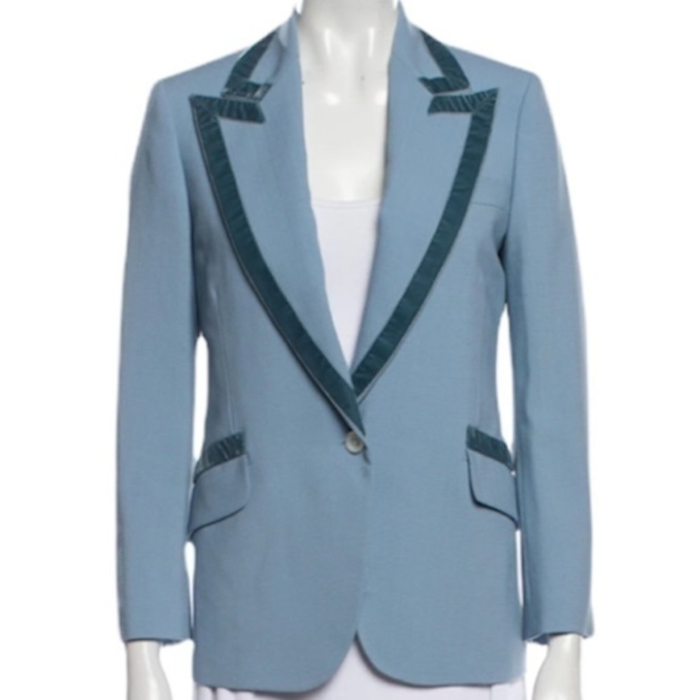 Gucci Light Blue Blazer with Dark Teal Trim - Picture 2 of 16